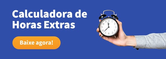 Banner com relógio despertador e botão "Baixe agora!" destacando a calculadora de horas extras para facilitar o cálculo de jornadas de trabalho.