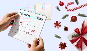 Calendário com os prazos do Departamento Pessoal em dezembro, incluindo folha de pagamento, eSocial, FGTS e 13º salário.